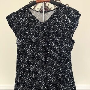 Adrianna Papell Black and White Speckled Blouse